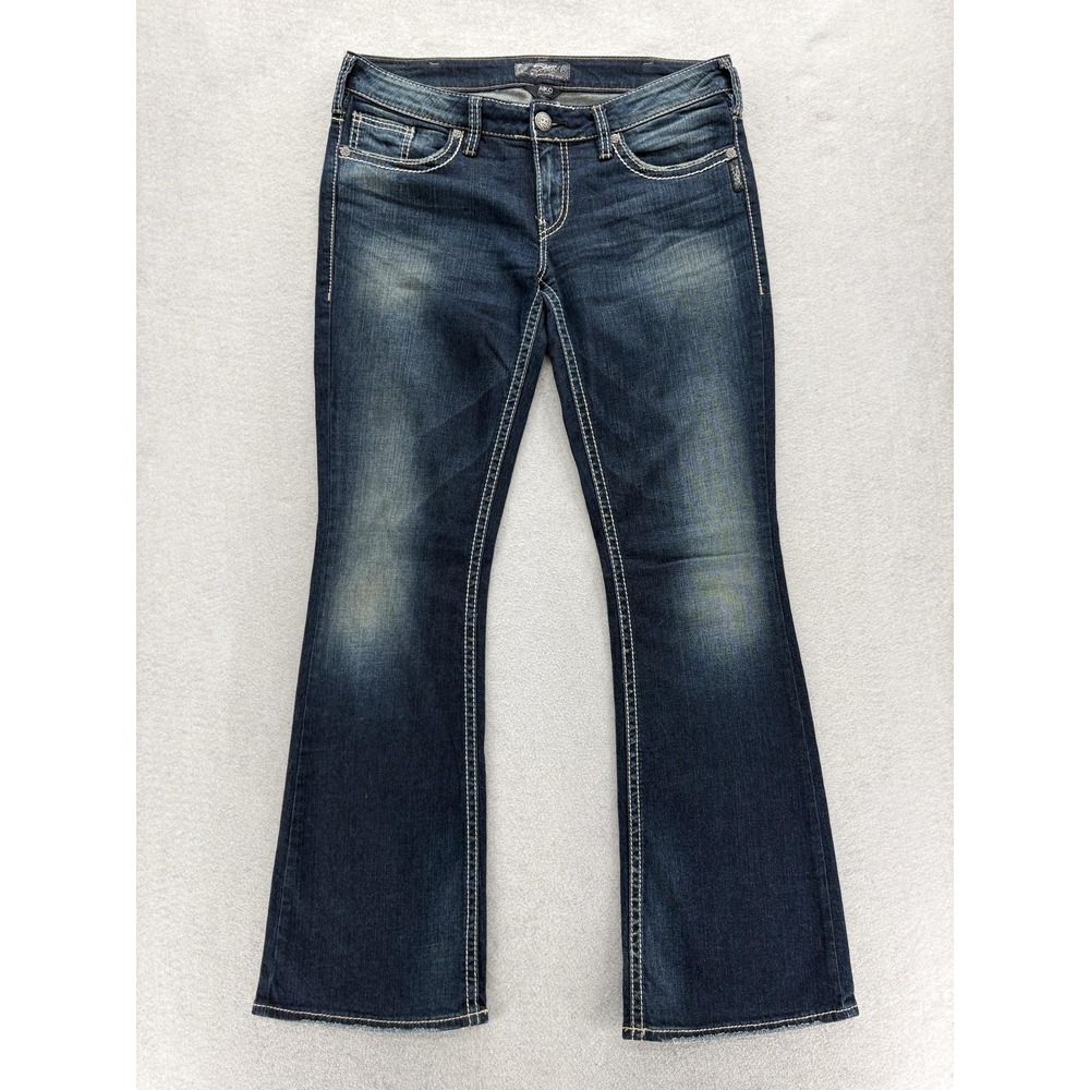 Silver Jeans Aiko Bootcut Jeans Womens 32x35 Blue Dark Wash Stretch Denim Grunge